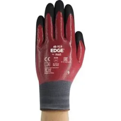 Arbeitshandschuh EDGE® 48-919, rot/schwarz, VE 12 Paar, Größe 10 Ansell