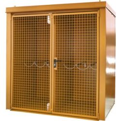 Gasflaschencontainer mit Trennwand, feuerbeständig, für 35 Flaschen mit Ø 230 mm, orange eurokraft pro