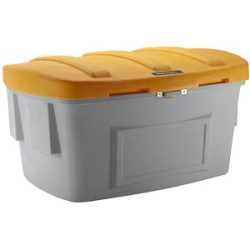 Universal- und Streugutbehälter, ohne Entnahmeöffnung, 1000 l, Deckel orange eurokraft pro