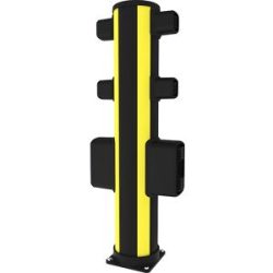 Fußgänger-Rammschutz-Mittelpoller X-Protect, Höhe 1160 mm, sechs Anschlüsse, gegenüberliegend Axelent