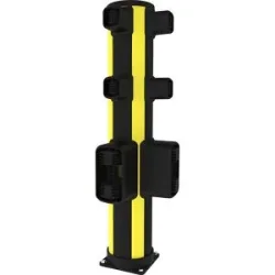 Fußgänger-Rammschutz-Eckpoller X-Protect, Höhe 1160 mm, 6 Anschlüsse, L-Form Axelent