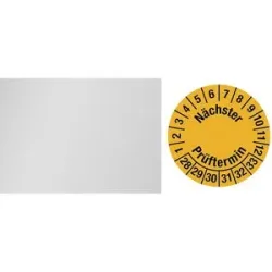 kaiserkraft Kabelprüfplakette, Mehrjahreszahlen, gelb, Folie, LxH 25 x 60 mm, VE 10 Stk, 2028 - 2033