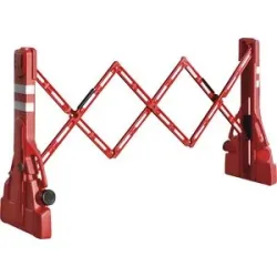Scherengitter, PVC, ausziehbar, mit integriertem Lagersystem, rot auf weiß, Länge 2200 mm PROCITY