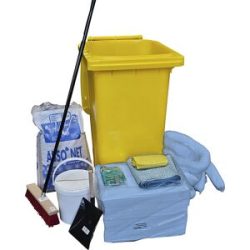 Leckage-Notfallset, in Kunststoff-Tonne, Bindung 200 Liter, Ausführung Öl, blau eurokraft basic