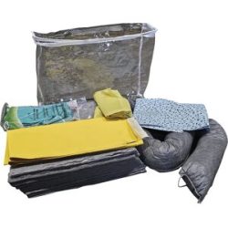 Leckage-Notfallset mit Einweg-Abdichtmatte, Tasche, Abdichtmatte, Vliese, Bindung 20 l, Ausführung universal, grau eurokraft basic