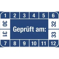 kaiserkraft Mehrjahresplakette, Geprüft am, LxH 40 x 25 mm, VE 10 Stk, blau, 30 - 33
