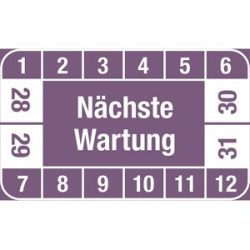 kaiserkraft Nächste Wartung, LxH 40 x 25 mm, VE 10 Stk, violett, 28 - 31