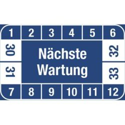 kaiserkraft Nächste Wartung, LxH 40 x 25 mm, VE 10 Stk, blau, 30 - 33
