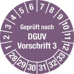 kaiserkraft Geprüft nach DGUV, Vorschrift 3, Dokumentenfolie, Ø 20 mm, 28 - 33, violett
