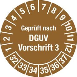 kaiserkraft Geprüft nach DGUV, Vorschrift 3, Dokumentenfolie, Ø 20 mm, 32 - 37, braun