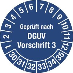 kaiserkraft Geprüft nach DGUV, Vorschrift 3, Dokumentenfolie, Ø 25 mm, VE 10 Stk, 30 - 35, blau