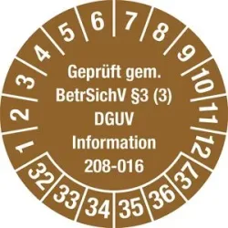 kaiserkraft Geprüft gem. BetrSichV §3, Dokumentenfolie, Ø 30 mm, VE 10 Stk, 32 - 37, braun