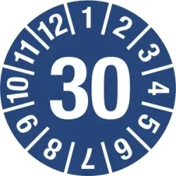 kaiserkraft Prüfplakette, Jahreszahl, Dokumentenfolie, Ø 15 mm, 30, blau