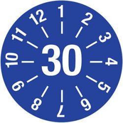 kaiserkraft Kabelprüfplakette, Jahresplakette, LxH 60 x 20 mm, 30, blau