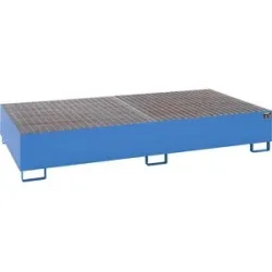 Stahl-Auffangwanne für Tankcontainer IBC / KTC, LxBxH 2650 x 1300 x 435 mm, Auffangvolumen 1000 l, lackiert, blau RAL 5012 eurokraft pro