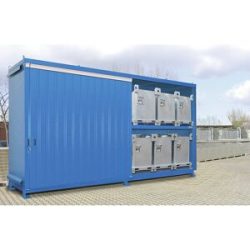 Gefahrstoff-Regalcontainer, Kapazität 12 x 1000-l-IBC/KTC, blau eurokraft pro