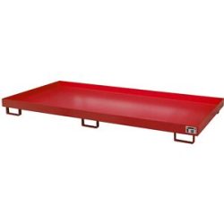 Regal-Bodenwanne, 246 l Auffangvolumen, LxBxH 2650 x 1300 x 210 mm, ohne Gitterrost, rot lackiert eurokraft pro