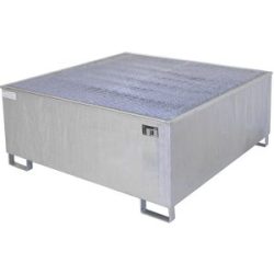 Stahl-Auffangwanne mit PE-Einsatz, 1000 l, für 1 x IBC/KTC, LxBxH 1475 x 1475 x 630 mm, verzinkt eurokraft pro