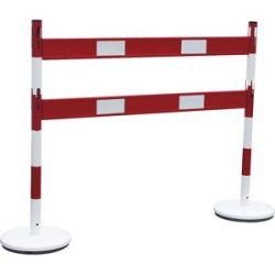 Absperrpfostenset mit Planken, 2 Pfosten, 2 Planken, rot / weiß VISO