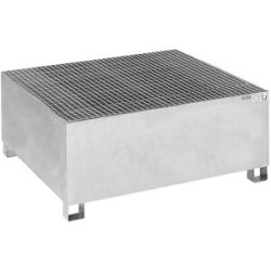 Stahl-Auffangwanne für Tankcontainer IBC/KTC, für 1 x 1000-l-Container / 4 x 200-l-Fass stehend, feuerverzinkt eurokraft basic