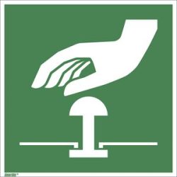 kaiserkraft Rettungszeichen, Not-Halt-Knopf, VE 10 Stk, Folie, 200 x 200 mm