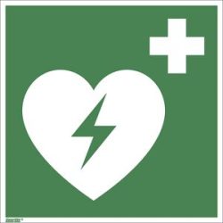 kaiserkraft Rettungszeichen, Automatisierter externer Defibrillator, VE 10 Stk, Folie, 200 x 200 mm