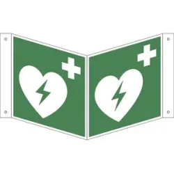 kaiserkraft Rettungszeichen, Automatisierter externer Defibrillator, VE 10 Stk, Kunststoff, Nasenschild, 150 x 150 mm