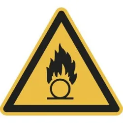 kaiserkraft Warnkennzeichen, Warnung vor brandfördernden Stoffen, VE 10 Stk, Folie, Schenkellänge 100 mm