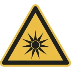 kaiserkraft Warnkennzeichen, Warnung vor optischer Strahlung, VE 10 Stk, Folie, Schenkellänge 100 mm
