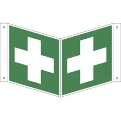 kaiserkraft Rettungszeichen, Erste Hilfe, VE 10 Stk, Aluminium, Nasenschild, 150 x 150 mm
