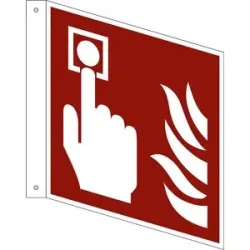 kaiserkraft Brandschutzzeichen, Brandmelder, VE 10 Stk, Aluminium, Fahnenschild, 200 x 200 mm