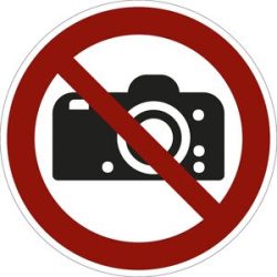 kaiserkraft Verbotszeichen, Fotografieren verboten, VE 10 Stk, Folie, Ø 100 mm