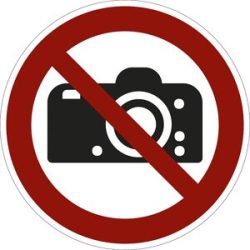 kaiserkraft Verbotszeichen, Fotografieren verboten, VE 10 Stk, Folie, Ø 200 mm