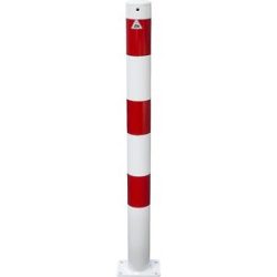 Absperrpfosten, Ø 76 mm, weiß / rot, zum Aufdübeln, ohne Öse Schake