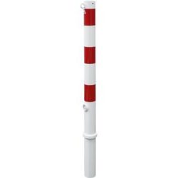 Absperrpfosten, Ø 76 mm, weiß / rot, herausnehmbar, mit 1 Öse Schake