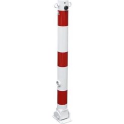Absperrpfosten, Ø 76 mm, weiß / rot, klappbar, mit 2 Ösen Schake