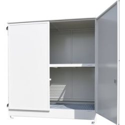 Gefahrstoff-Regalcontainer, Kapazität 4 x 1000-l-IBC/KTC, grauweiß eurokraft pro
