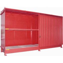 Gefahrstoff-Regalcontainer, Kapazität 8 x 1000-l-IBC/KTC, rot eurokraft pro