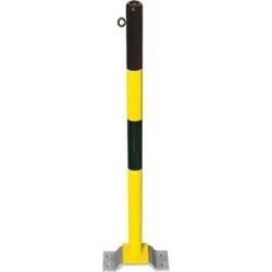 Sperrpfosten aus Stahl, zum Aufdübeln, Ø 60 mm, schwarz-gelb, 1 Kettenöse Moravia