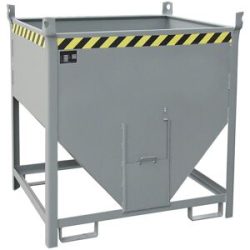 Silobehälter, Volumen 0,75 m³, mit stirnseitigem Schieberverschluss, mausgrau RAL 7005 eurokraft pro