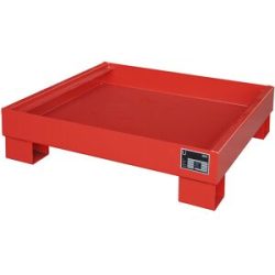 Stahl-Auffangwanne, LxBxH 800 x 900 x 220 mm, lackiert rot RAL 3000, ohne Gitterrost eurokraft pro