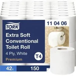 Toilettenpapier, extraweich, 4-lagig, VE 42 Rollen à 150 Blatt, weiß, ab 2 VE TORK