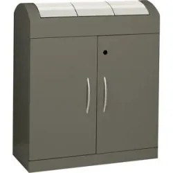 kaiserkraft Wertstoffsammler aspect plus, mit Edelstahl-Klappdeckeln, 3 x 45 l, HxBxT 975 x 860 x 320 mm