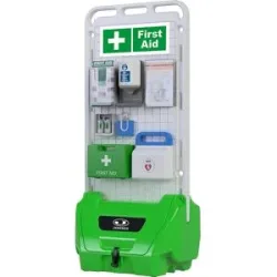 kaiserkraft Mobile Service-Station SAFETY POINT, mit abschließbarem Deckel, Dichtung, für Sicherheits-/Schutzprodukte, grün