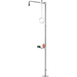 Körper-Notdusche PremiumLine, mit Augendusche, für Bodenmontage, Edelstahl B-SAFETY
