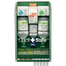 Erste-Hilfe-Station QuickSafe, Complete, HxB 430 x 253 mm, grün/transparent plum