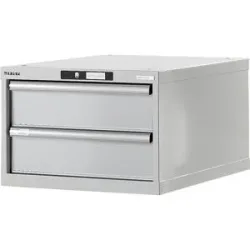 Werkbank-Baukastensystem, Unterbauschrank, Höhe 383 mm, 2 Schubladen, lichtgrau LISTA