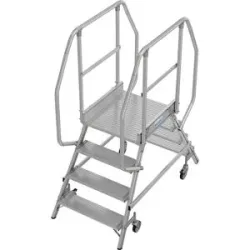KRAUSE, Fahrbare Podestleiter Krause Stabilo Professional, beidseitig begehbar, 2x4 Stufen, 600 x 700 mm Plattform, 3000 mm Arbeitshöhe