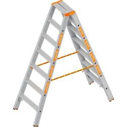 Stufen-Stehleiter, beidseitig begehbar, 2 x 7 Stufen Layher
