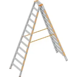 Stufen-Stehleiter, beidseitig begehbar, 2 x 12 Stufen Layher